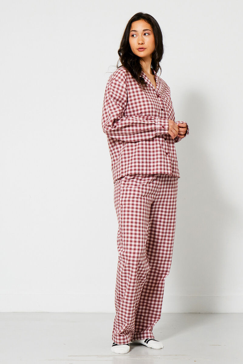 Dames Pyjama Loyce top Brown/pink | America Today
