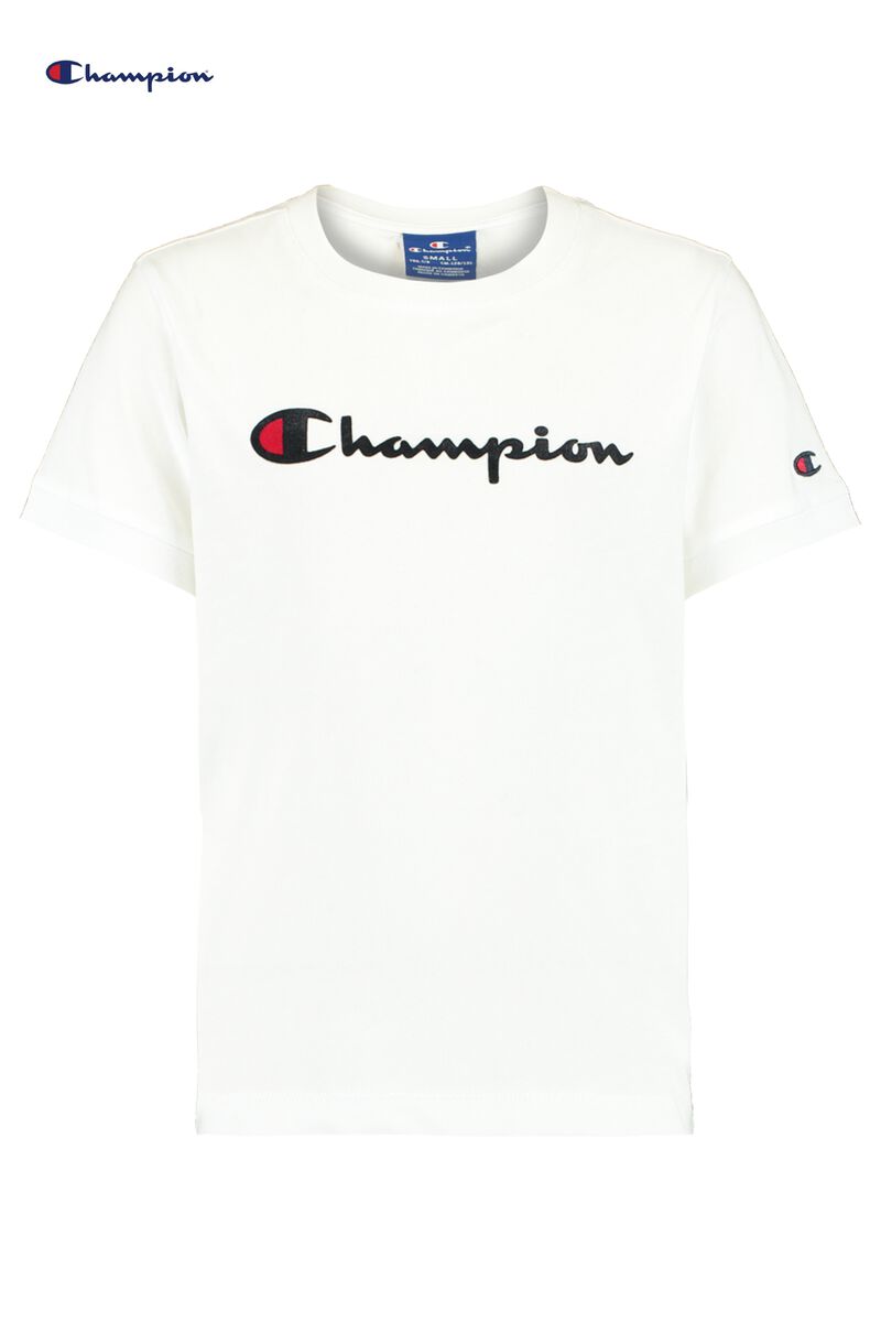 Champion Heritage Script White T-Shirt | escapeauthority.com
