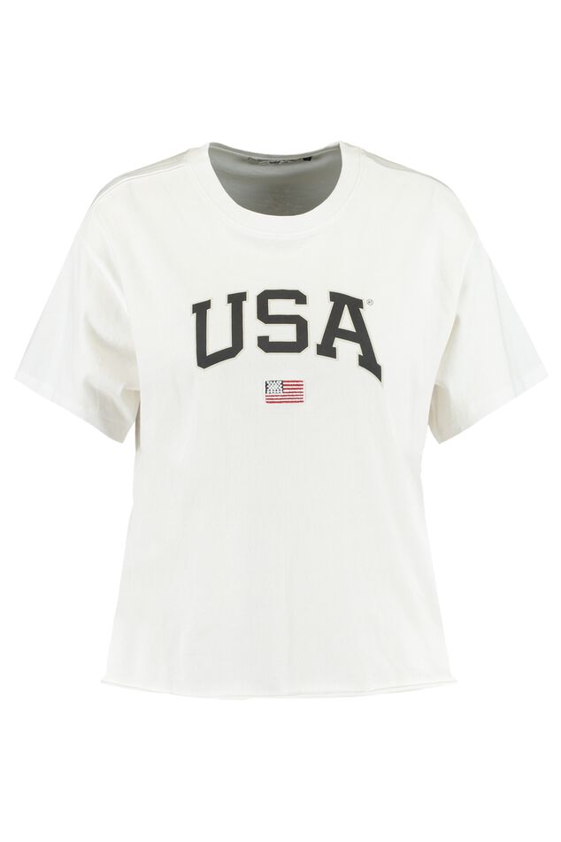 Women T-shirt USA text print White | America Today