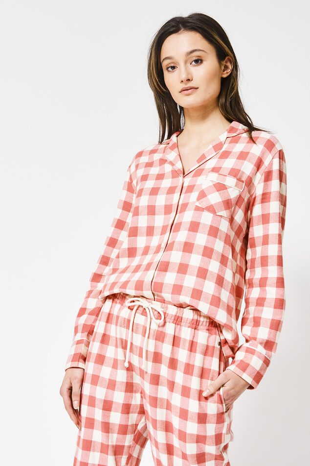 Women Pyjama shirt Flanel Labello Salmon