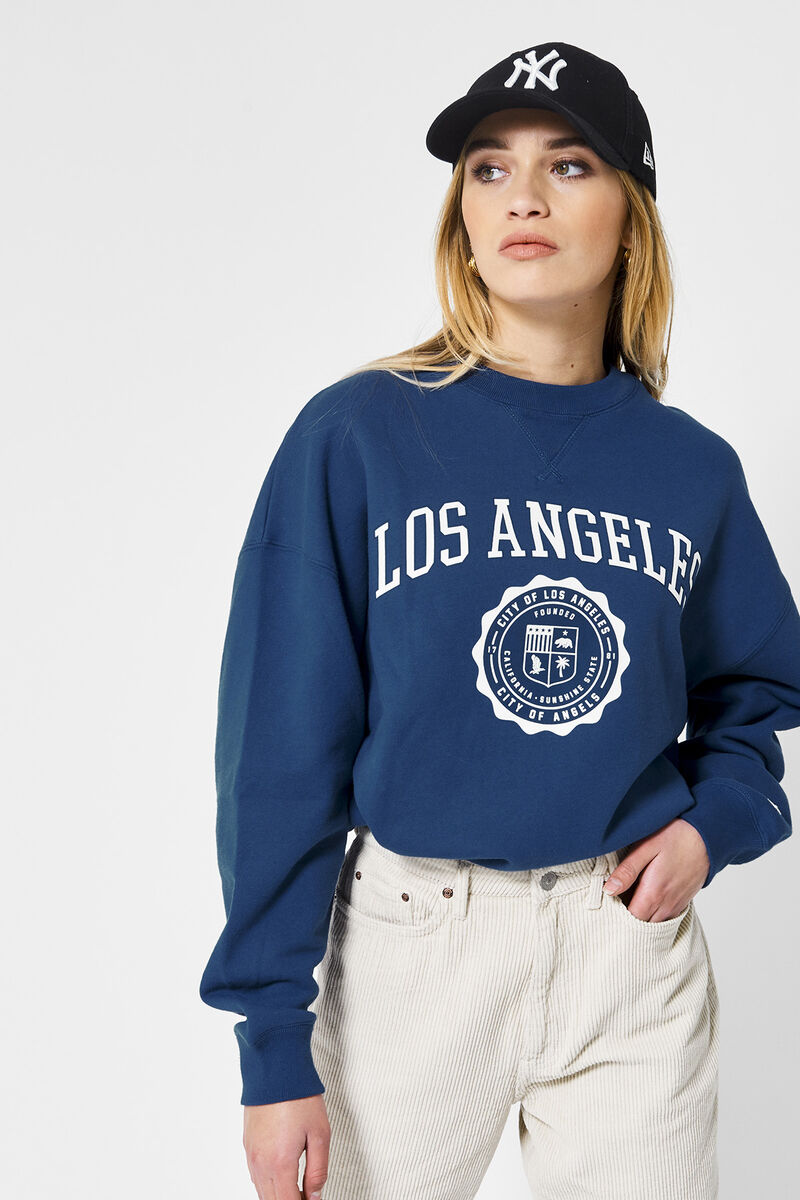 Dames Sweater met tekstprint Blue | America Today