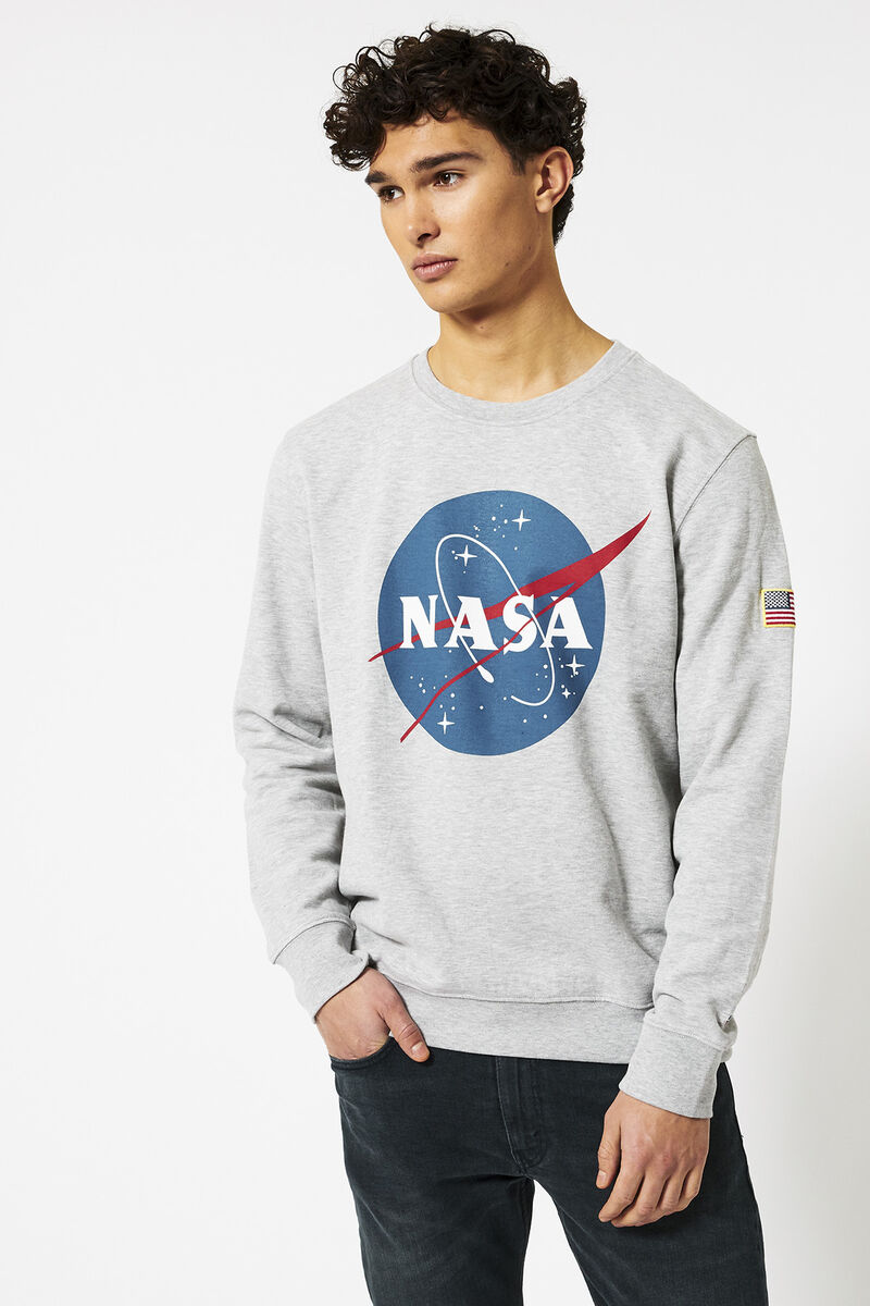 Heren NASA sweater met ronde hals Grey melange