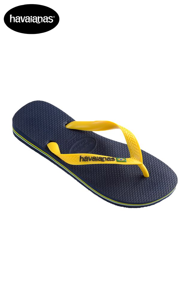 Herren Havaianas Brasil logo slippers Blue/yellow