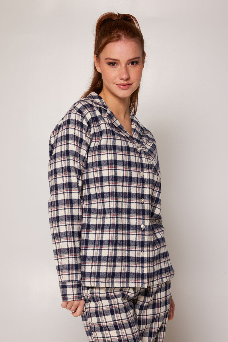 Dames Pyjama Labello shirt Navy/ecru | America Today