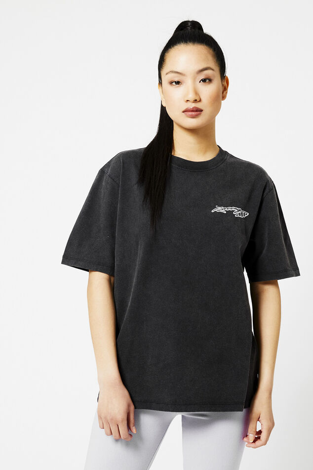 Women T-shirt California print Washed black