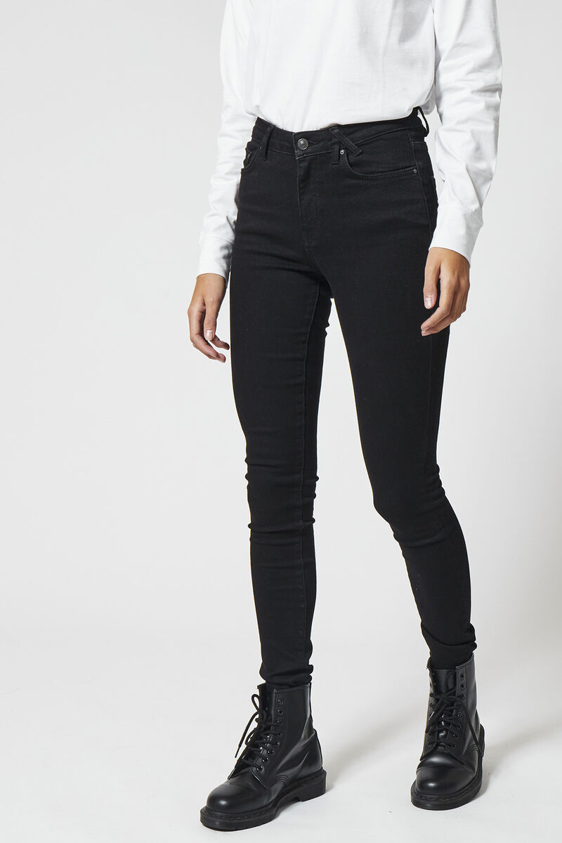 Damen Skinny jeans mittelhoher Bund Black