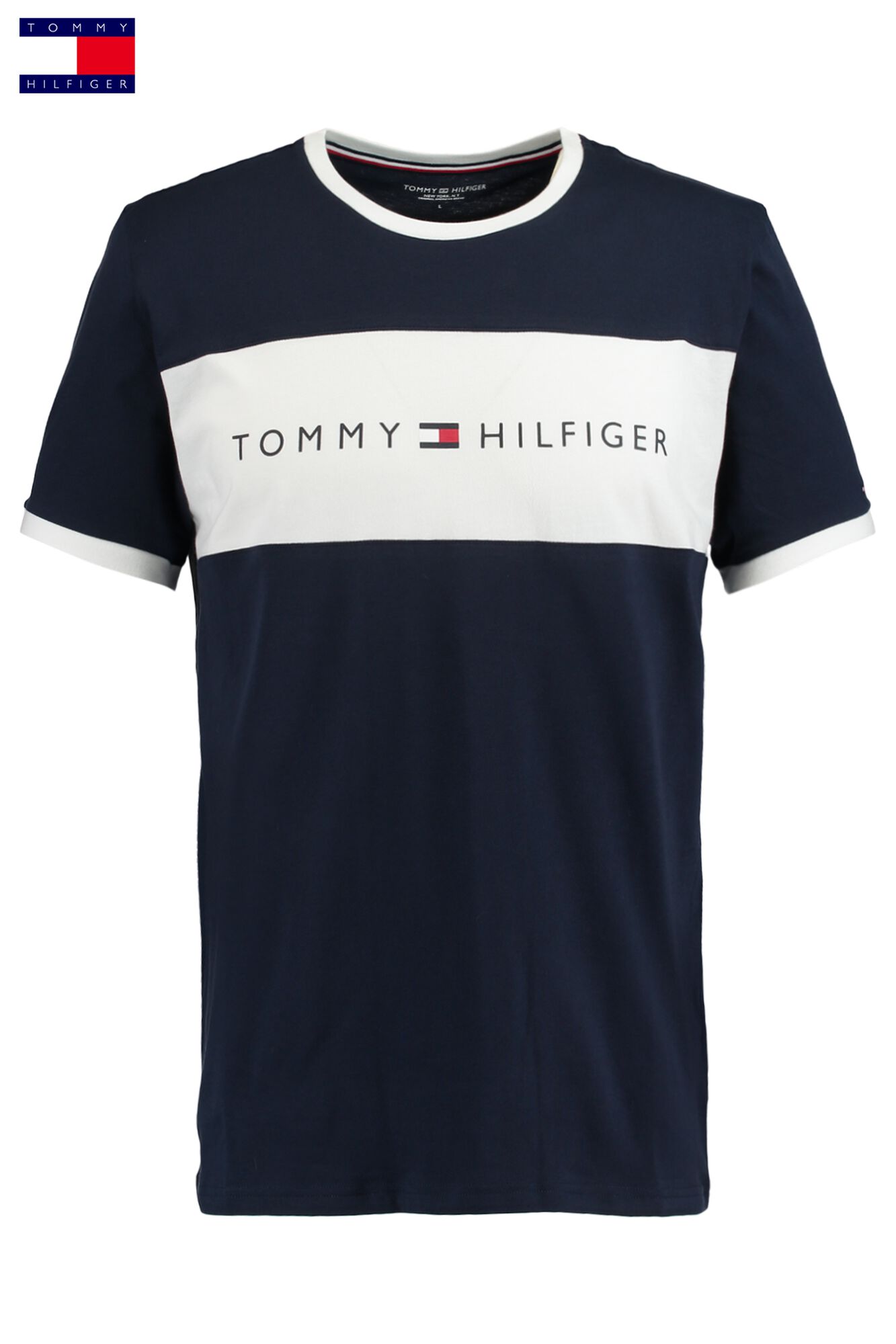 Hommes T-shirt Tommy Hilfiger Logo Bleu Acheter en Ligne