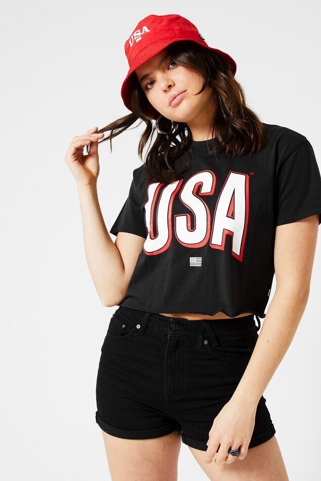 Femmes T-shirt USA Washed black | America Today