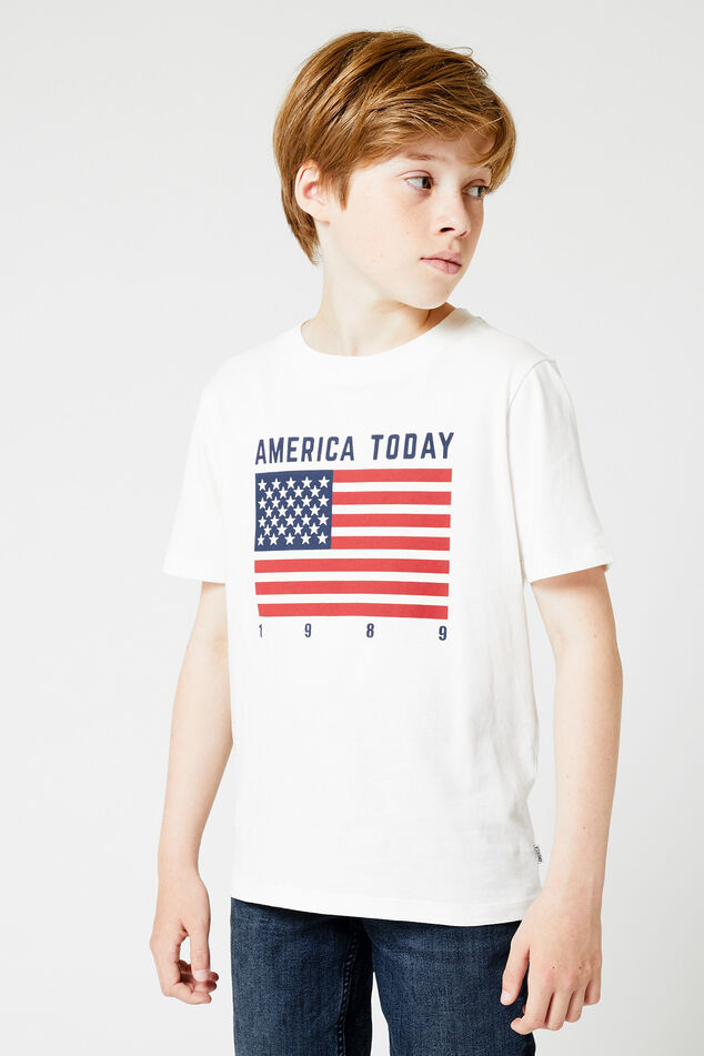 Jongens T-shirt print vlag Off white | America Today