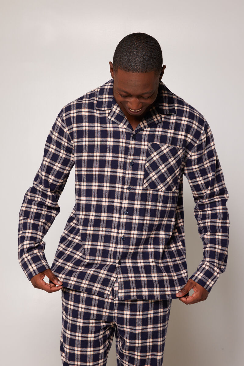 Heren Pyjama Nathan shirt Brown/navy | America Today