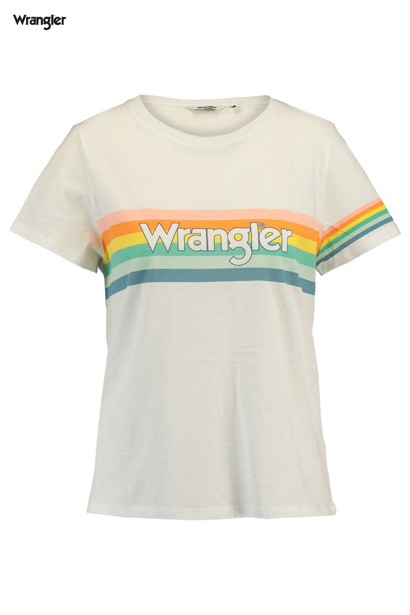 Dames T-shirt Wrangler Rainbow White | America Today