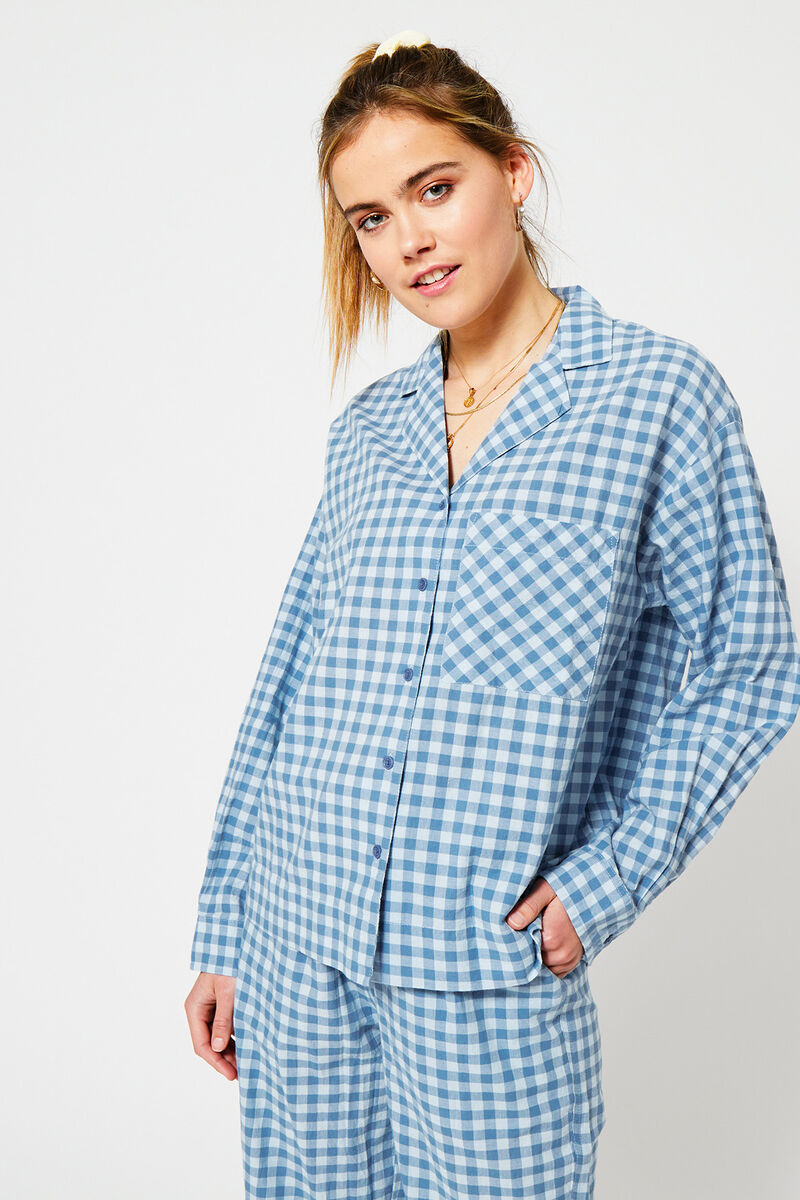 Dames Pyjama Loyce top Medium blue | America Today