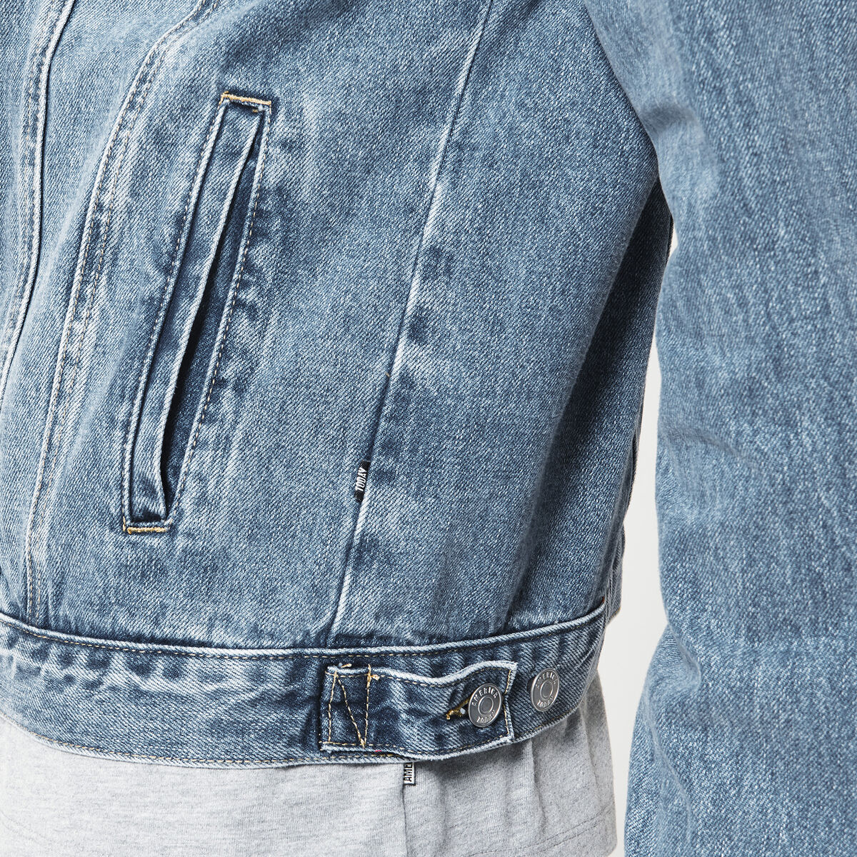 Men Denim jacket with a stand-up collar Blue