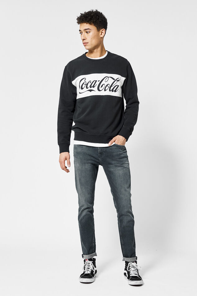 Heren Sweater Coca Cola katoen Washed black