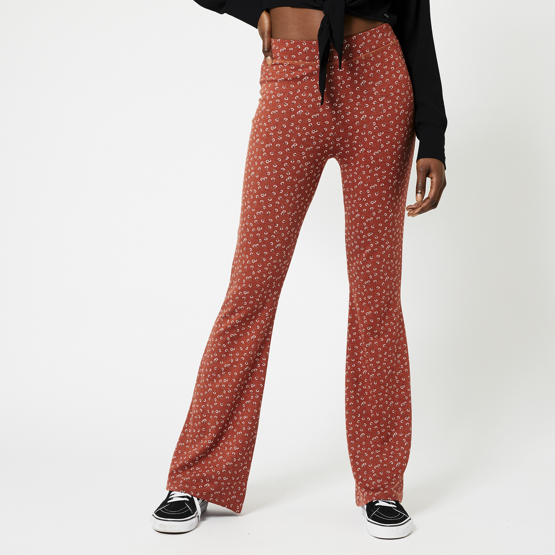 Women Flared trouser all-over print Red | America Today