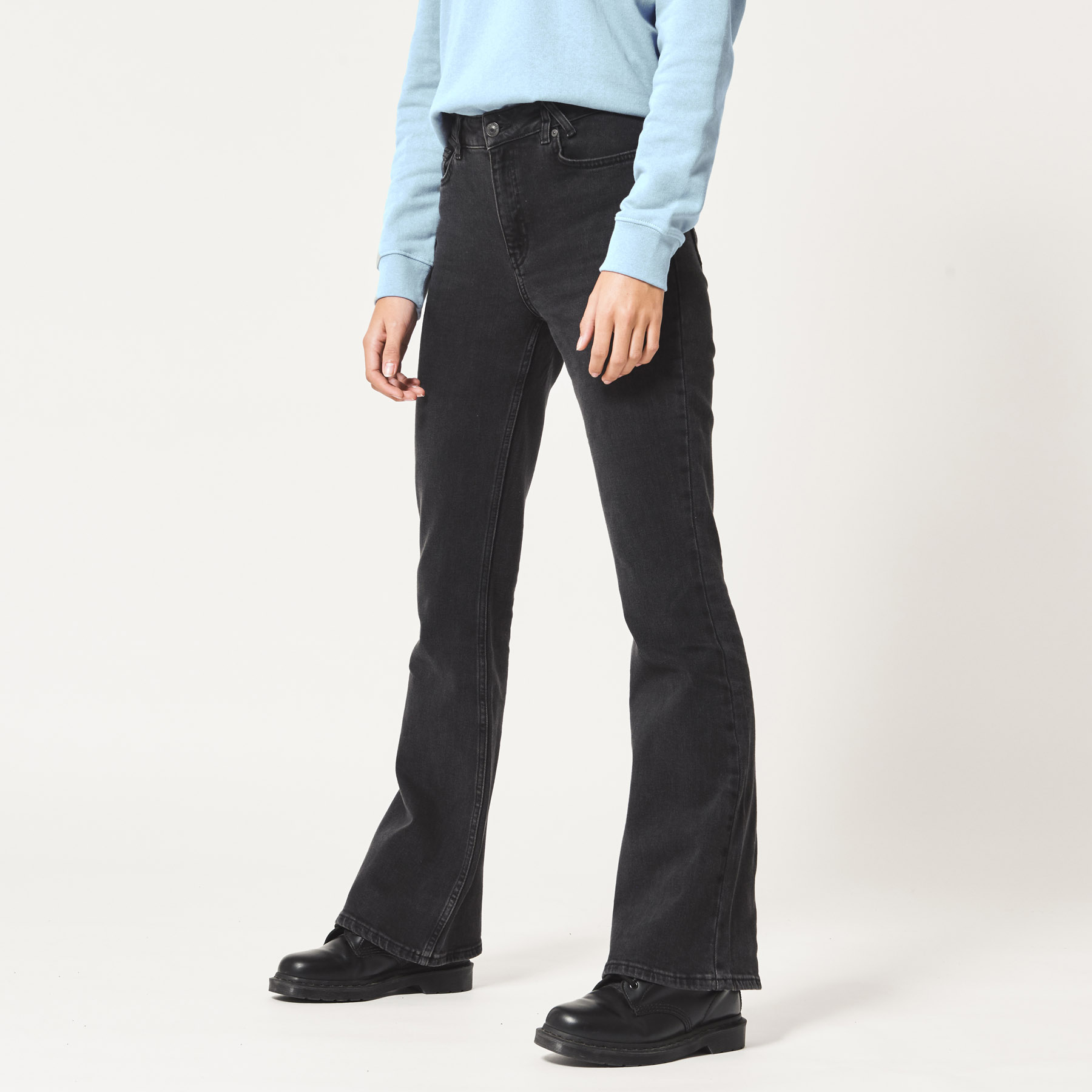Damen Flared jeans hoher Bund Schwarz | America Today