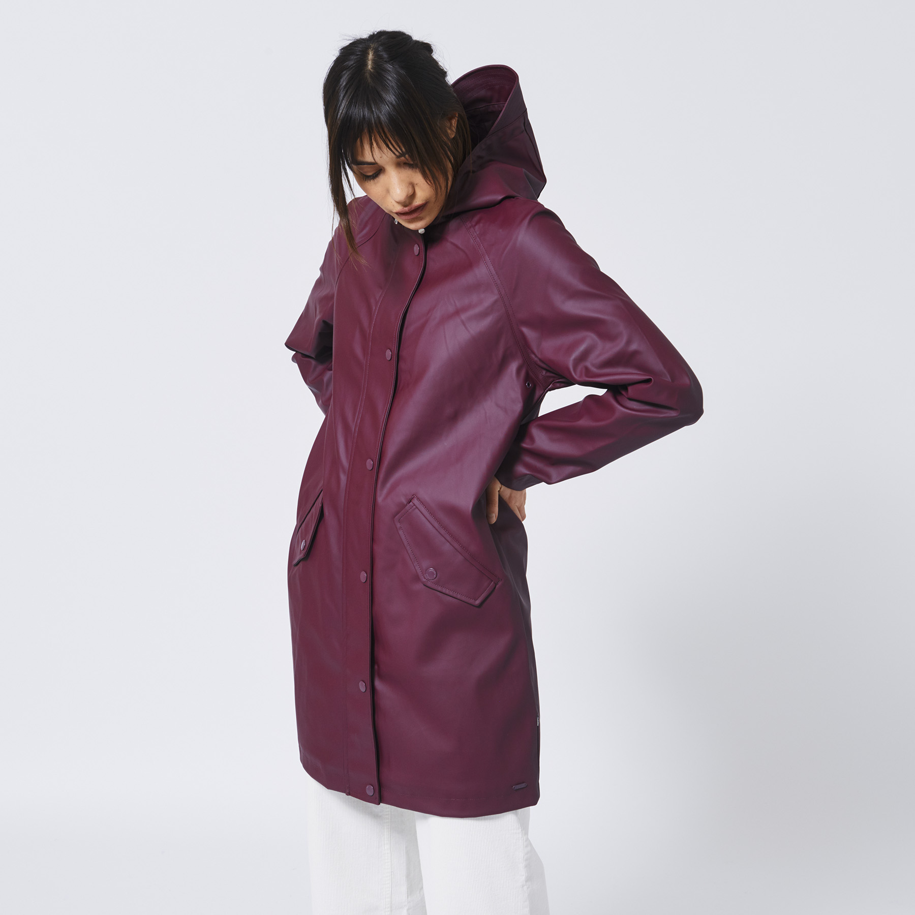 Women Rain jacket Janet Long Burgundy | America Today