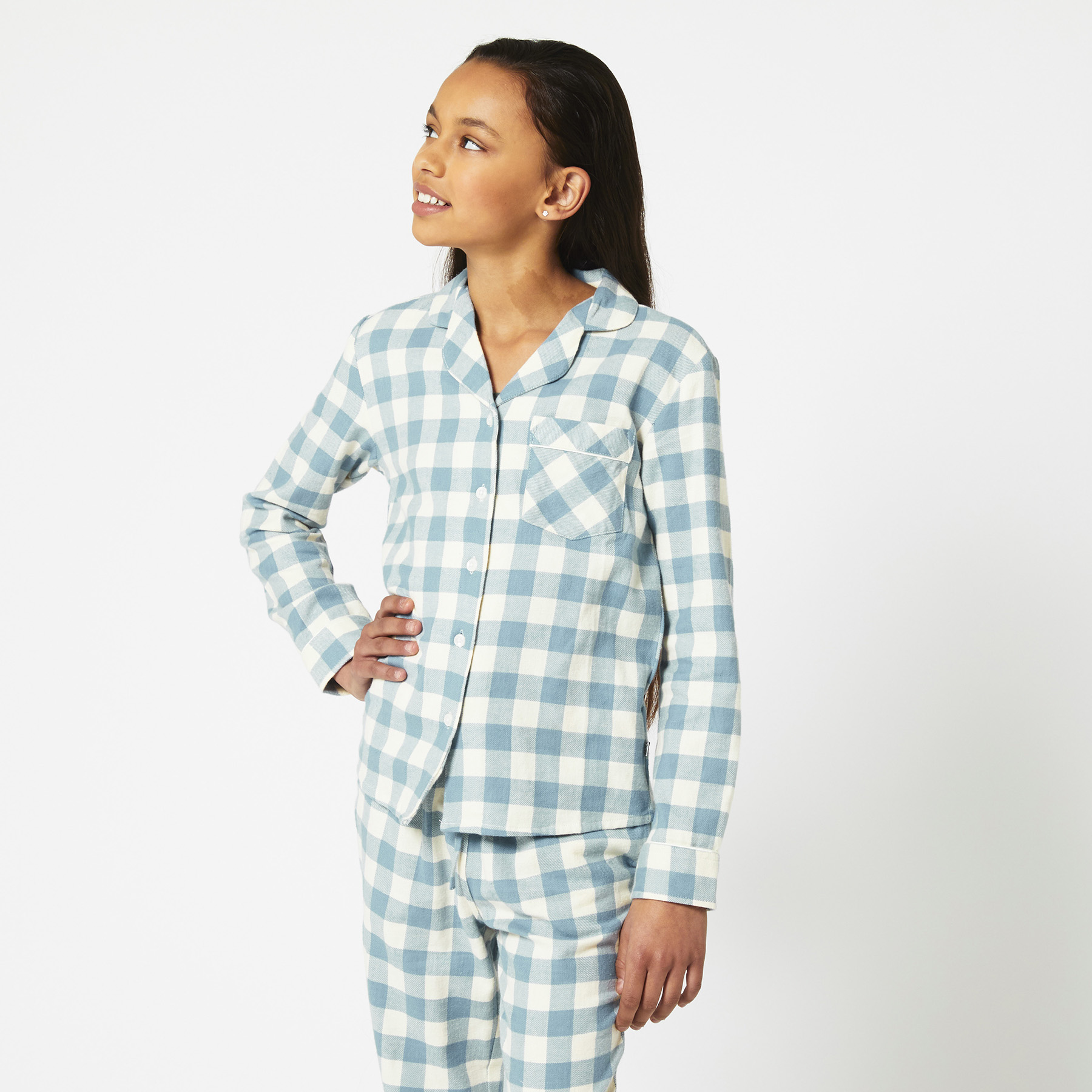 Mädchen Pyjama Flanell shirt Labello Blue/white