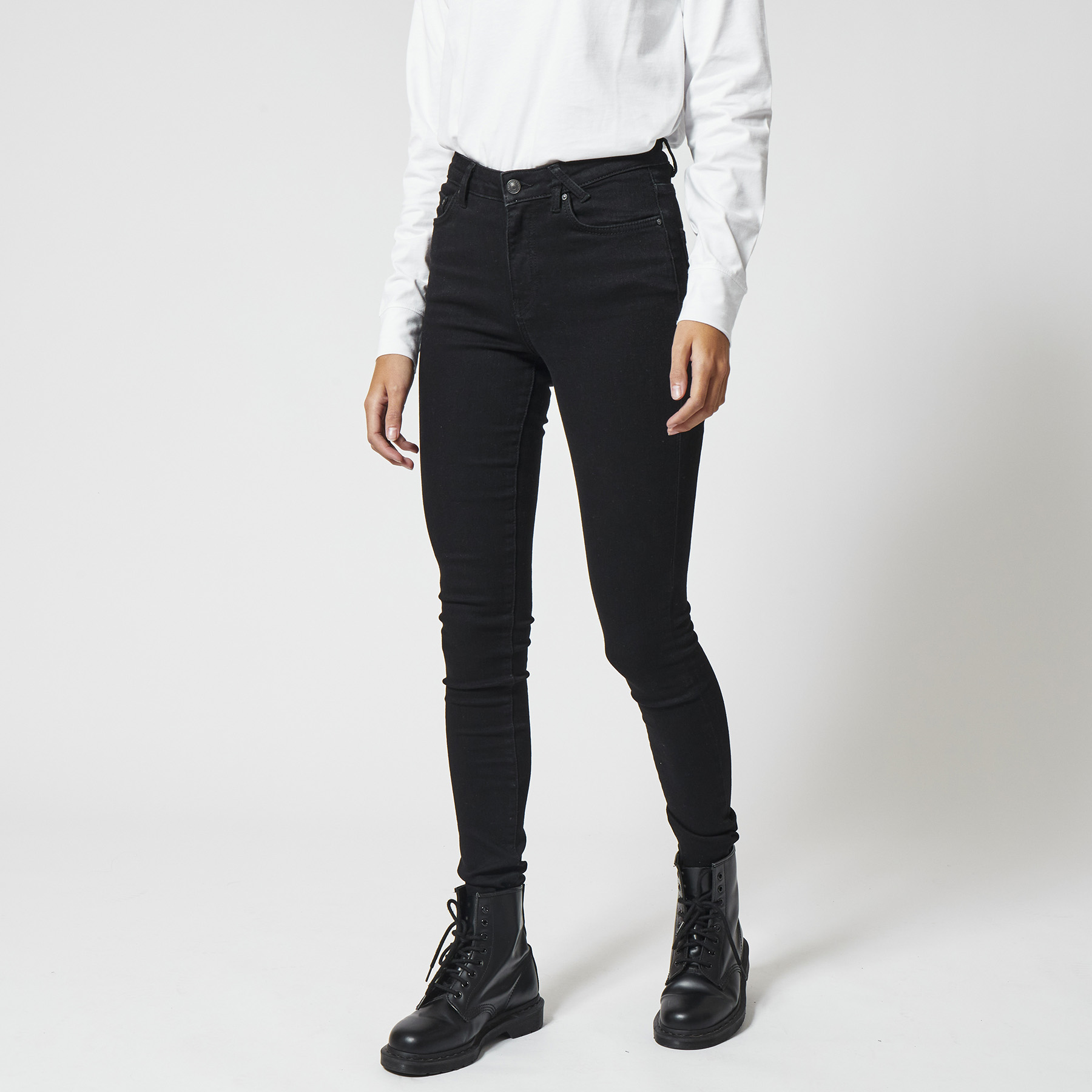 Dames Skinny jeans mid waist Black | America Today