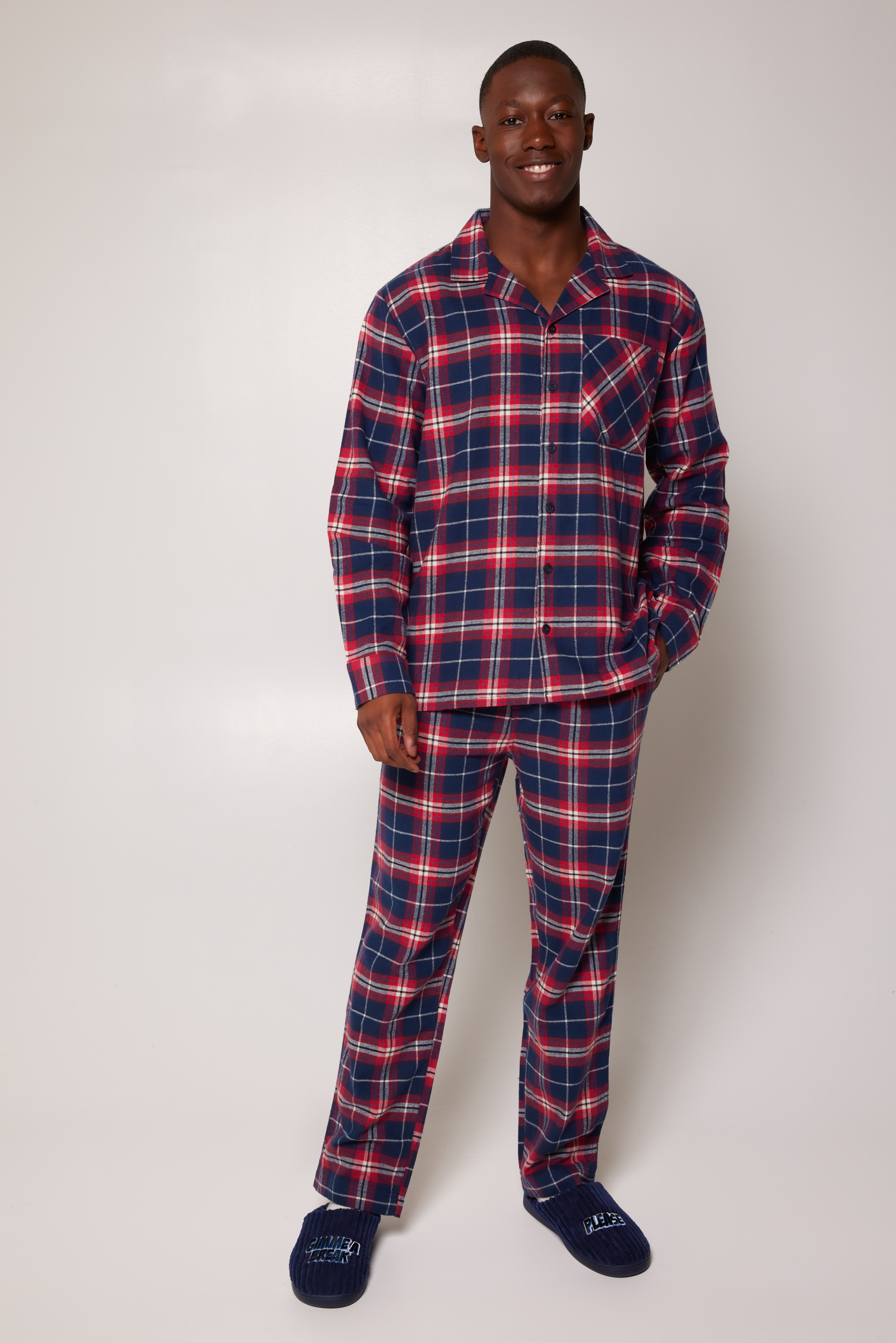 Heren Pyjama Nathan shirt Red/navy | America Today